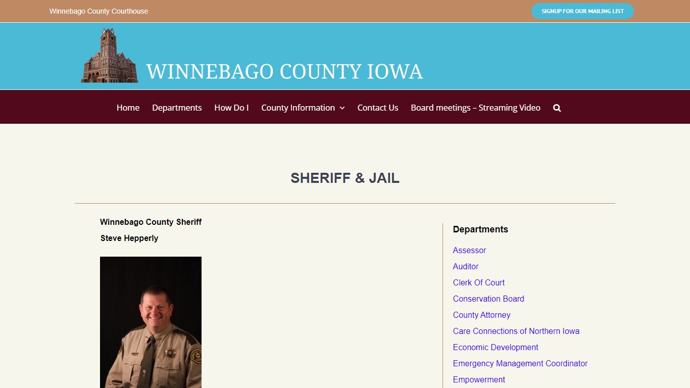 Sheriff & Jail - Winnebago County Iowa